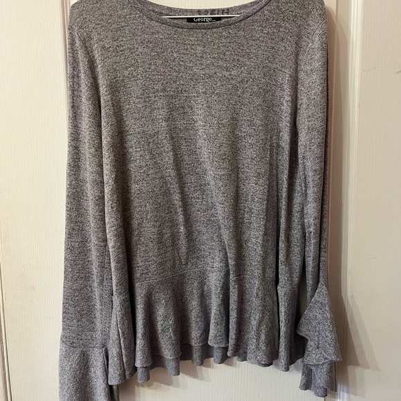 Selling grey, long sleeves shirt, frills at ends of sleeves and shirt - Picture 1 of 4